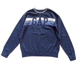 GAP KIDS Boy's Blue & White Long Sleeve Sweater, Size XL, Scoop Neck